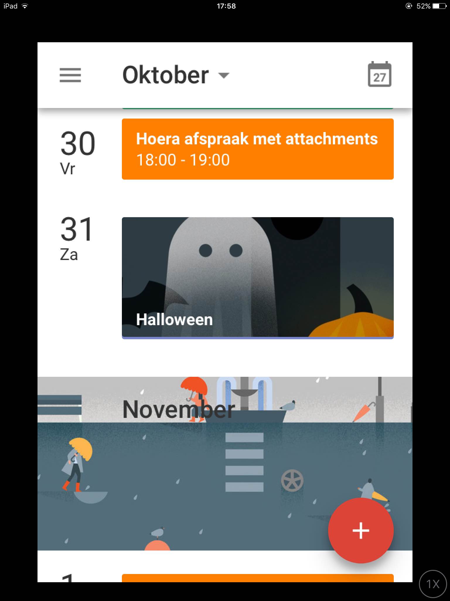 Google Calendar app on iPad