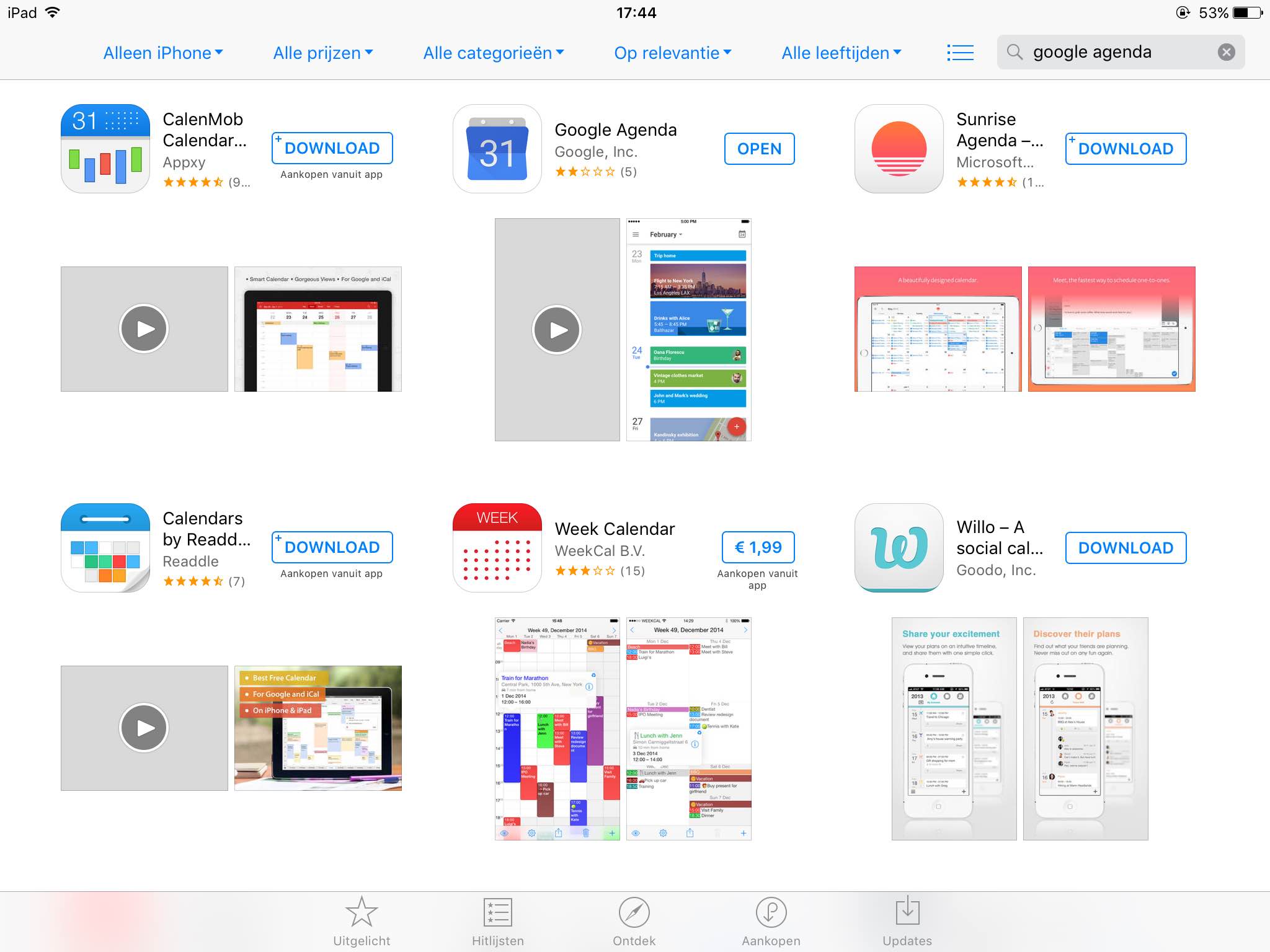 Google Calendar app only found if searched on iPhone and Google Agenda